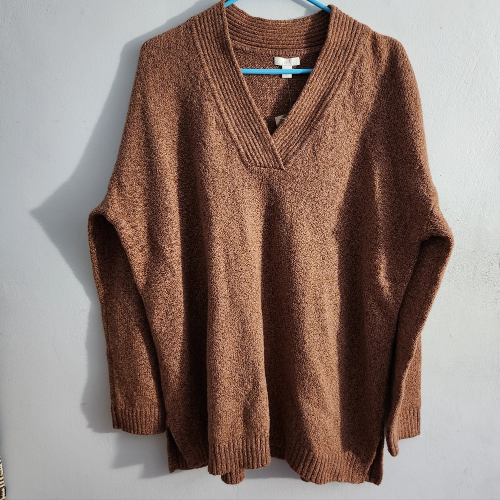 J. Jill V-neck Long Sleeve Sweater Auburn NWT